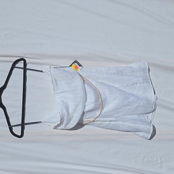 Womens White Volcom Halter Strapless Short Mini Dress Rope Belt Size 14 Large - Picture 1 of 8